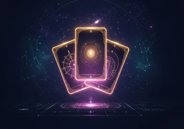 Stylized digital tarot cards for online guidance.