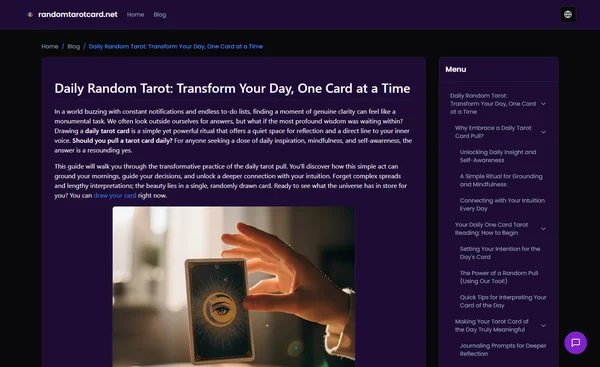 Daily Random Tarot: Transform Your Day, One Card at a Time