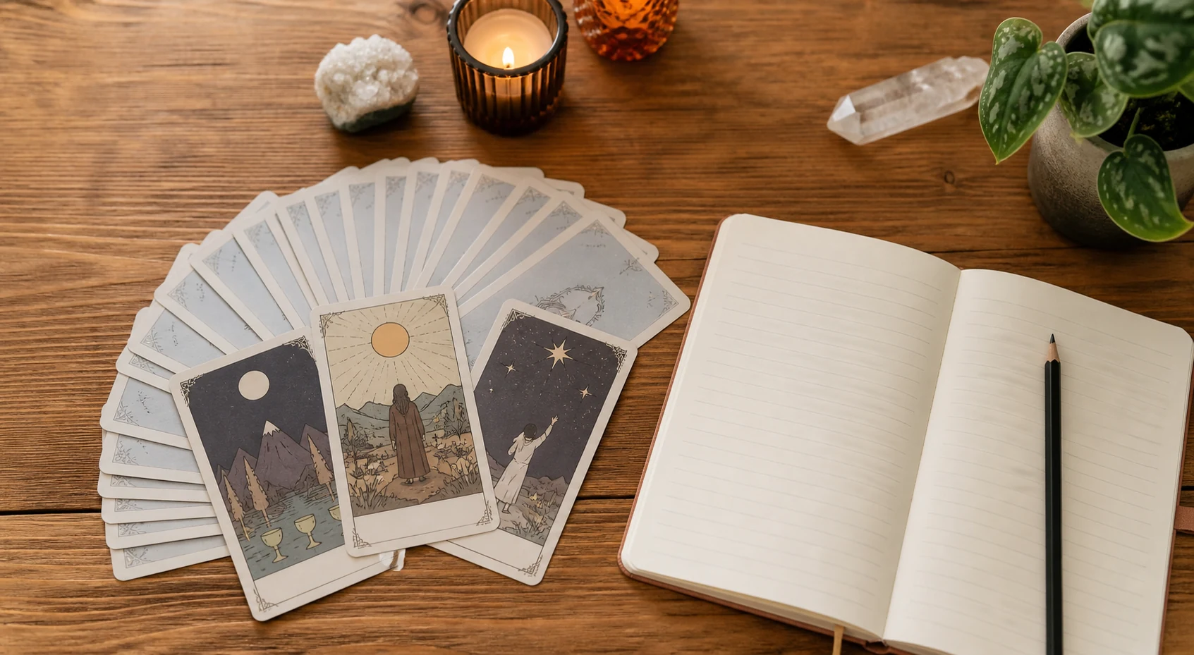 Tarot game cards on a table