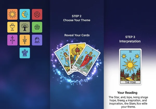 Screenshot of the Random Tarot Card reading interface.