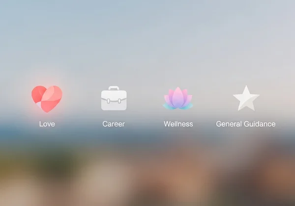 User interface showing tarot reading theme selection.